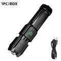 Multi Functional LED Flashlight USB Rechargeable Torch Portable Zoomable Camping Light 3 Lighting Modes Outdoor Light Flashlight