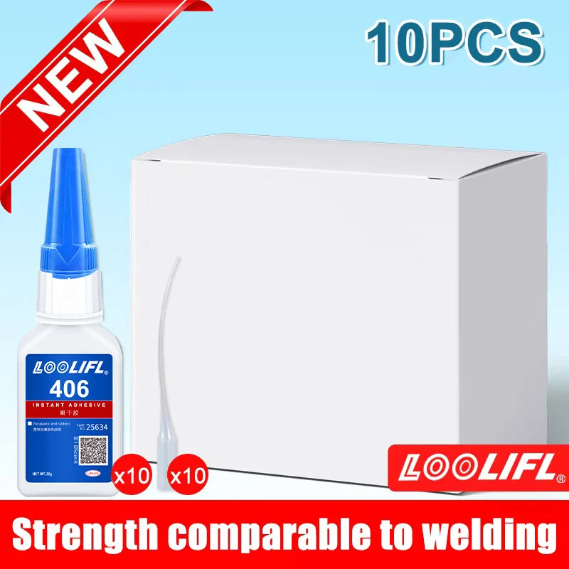 LOOLIFL 406 Glue Instant Quick Dry Cyanoacrylate Strong Adhesive Universal Fast Repairing Glue For Wood Plastic Jewelry Glue
