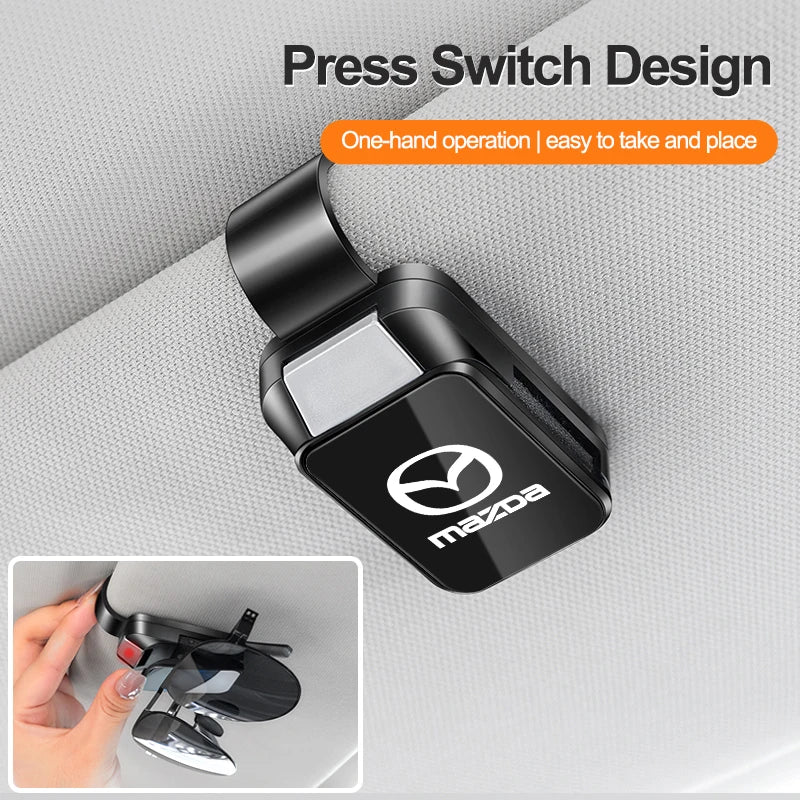 SKYACTIV LOGO For Mazda Axela 3 6 CX-30 CX-5 CX-9 MX-5 CX-8 Car Sun Visor Glasses Case Storage Wear-Resistant Sunglasses Holder