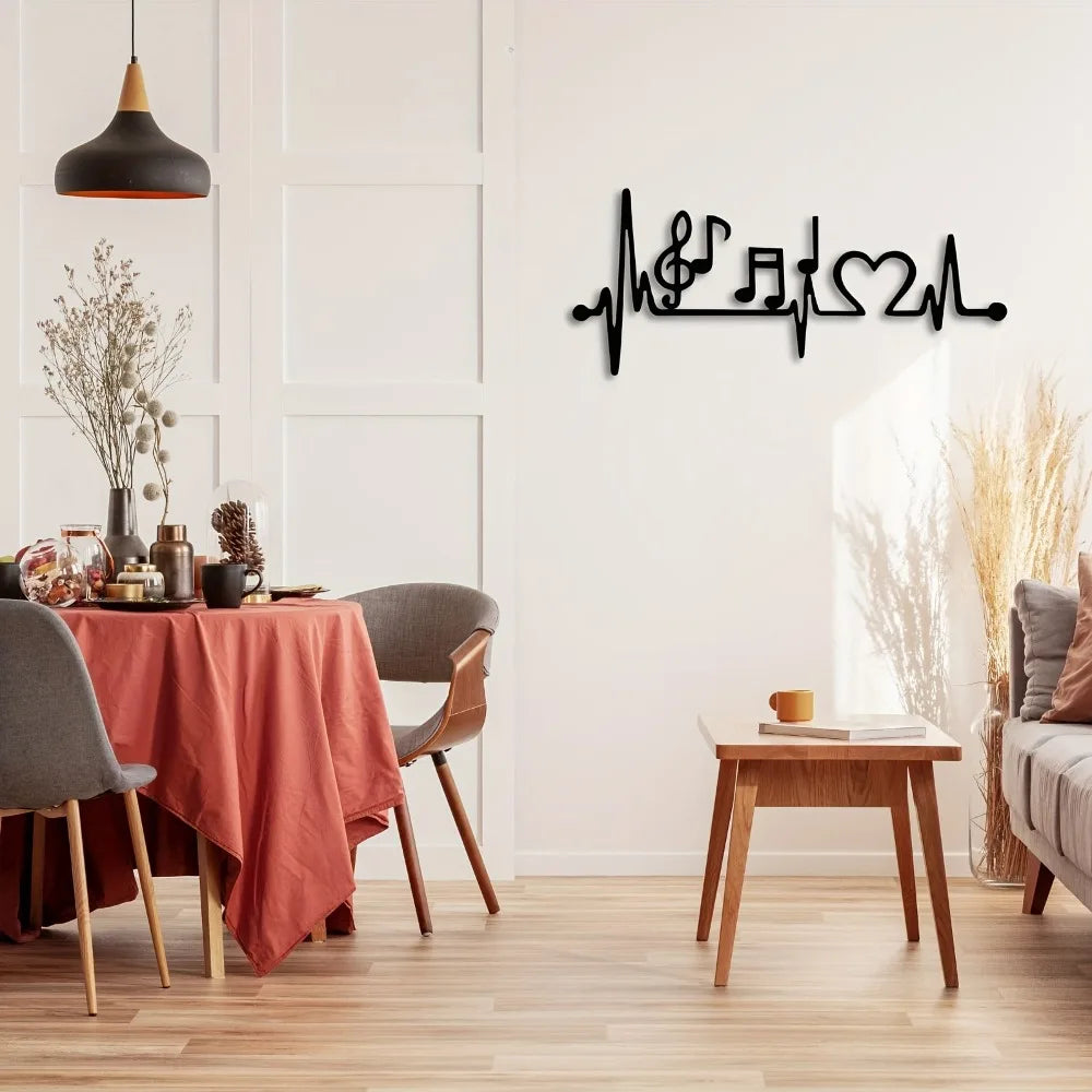 Electrocardiogram Music Metal Wall Art, Heart Rhythm Love Design for Music Lovers Home Deco
