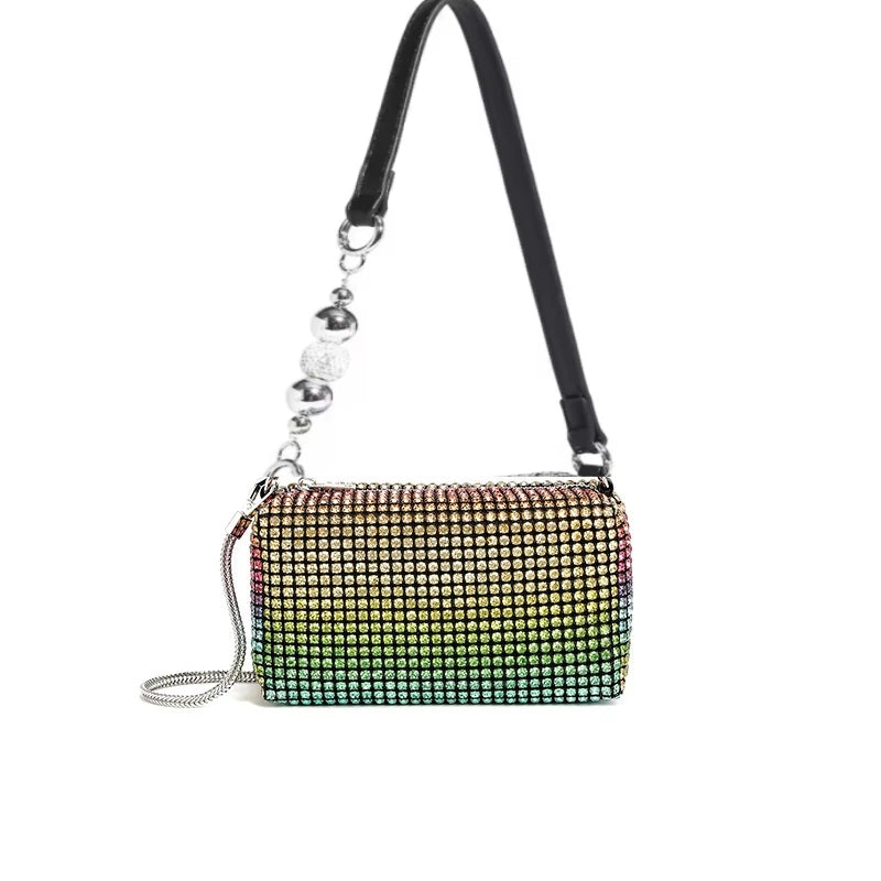 2026 Luxury Rhinestone Pearl Evening Bag for Women | Sparkly Stage Performance Purse | Elegant Dinner Party Clutch Crossbody Bag
