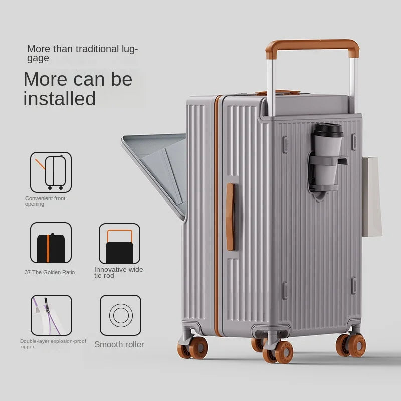 30 inch Wide Handle Luggage with Front Opening Laptop Compartment 24 inch 3:7 Split Suitcase ABS+PC 20 inch Carry-on Suitcase