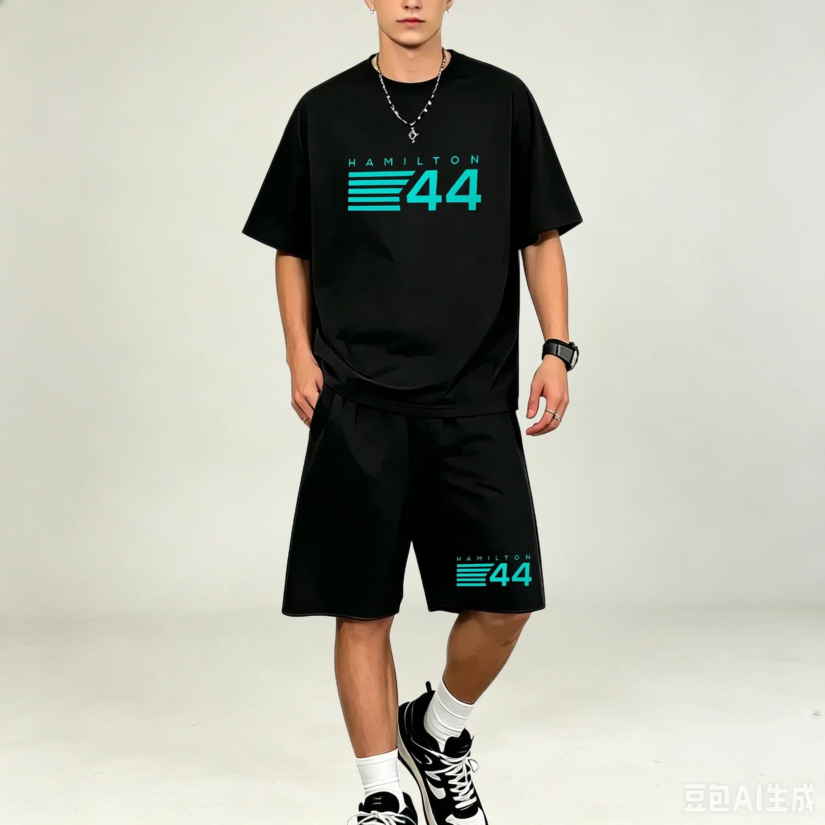 Hot‑selling Elastic‑Fabric Men T‑Shirt Set O‑Neck Short‑sleeve Tee And Casual Pocket‑Shorts Sets  TShirts Sets Athleisure Outfit