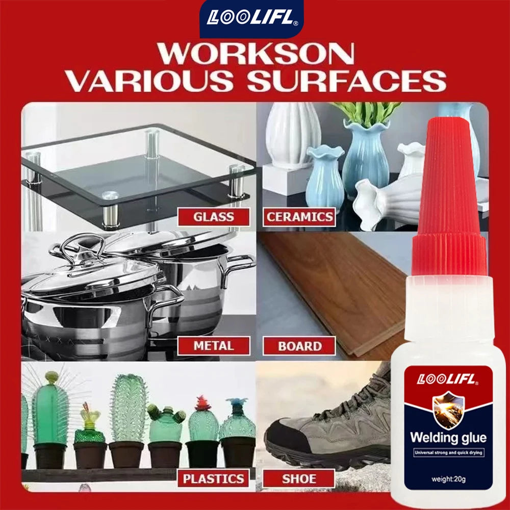 Loolifl Weldingglue Highstrength Universal Super Adhesive Waterproof Quickdry Glue for Ceramics Metal Plastics Wood Shoe Repair