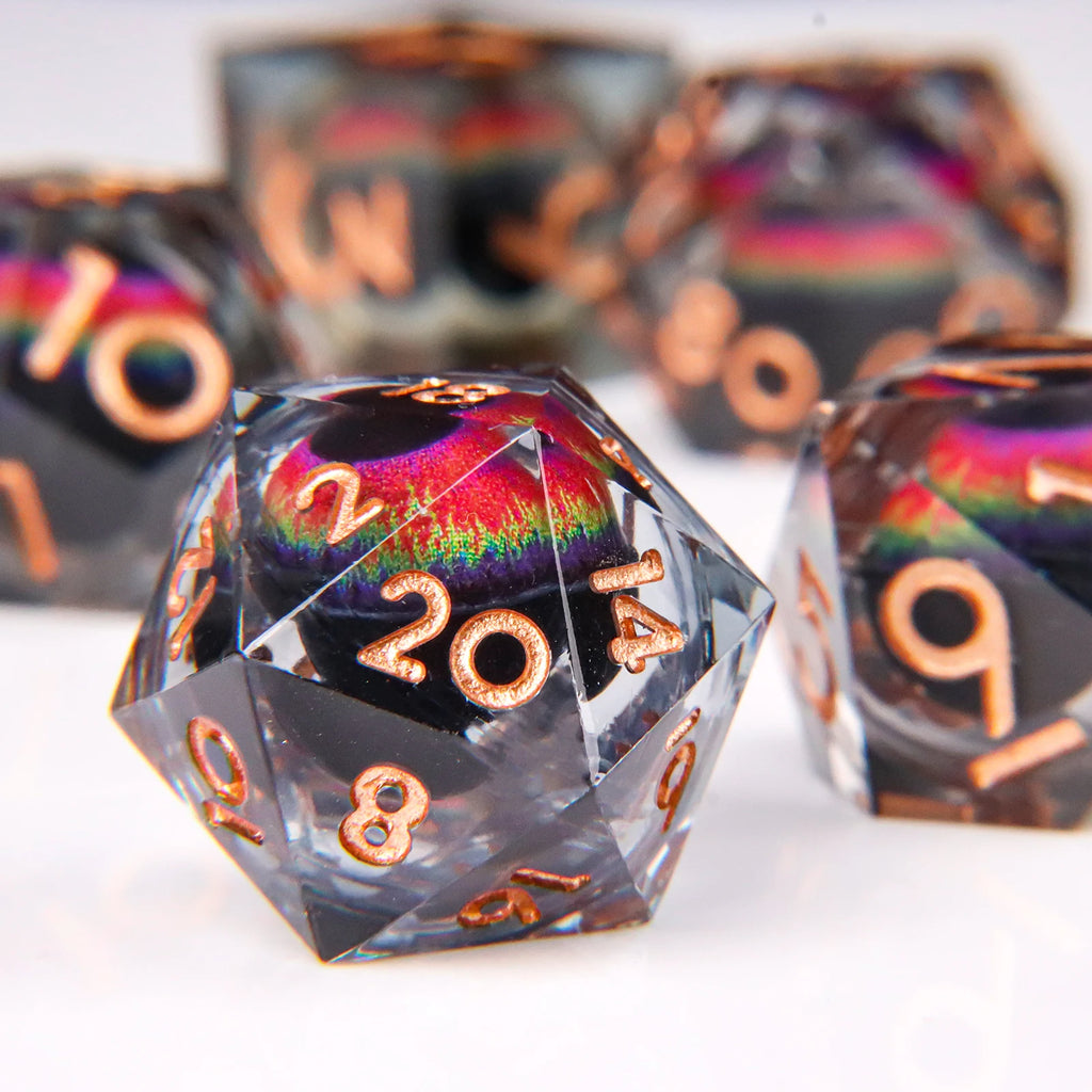 DND Dragon Eye Dice Liquid Core Dice Set Resin Sharp Edged Dice For Dungeons and Dragons Polyhedral D&D Dice Handmade D and D
