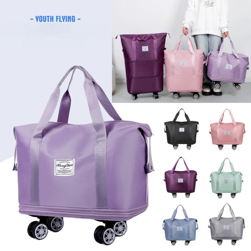 Universal Wheel Expandable Luggage Large Capacity Dry and Wet Separation Storage Travel Fitness Bag Lightweight Luggage