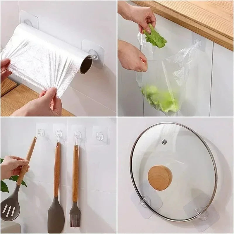 5-40pcs Transparent Plastic Duty Wall Hook for Kitchen Bathroom Office Storage No Trace No Scratch Waterproof Adhesive Hooks