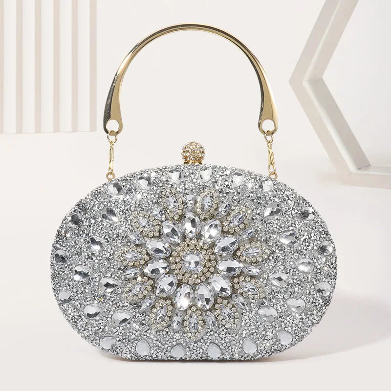 Luxury High Design Women Evening Bag Brand Party Banquet Glitter Bag for Ladies Wedding Clutch Handbag Shoulder Bag Chain Bolsas