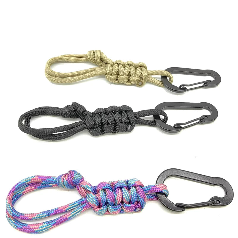 Keychain D-Shaped Carabiner Clip Adjustable Buckle Paracord Keychains Multifunctional Utility for Ourdoor Keys Camping Gear