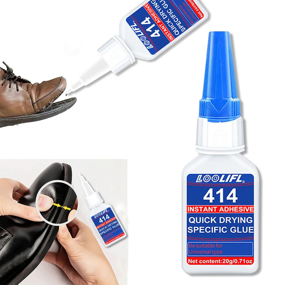 414 Instant Adhesive, Highly Waterproof Quick Drying Super Glue, Universal Adhesive for Shoes, Rubber, Metal, Plastic Repair