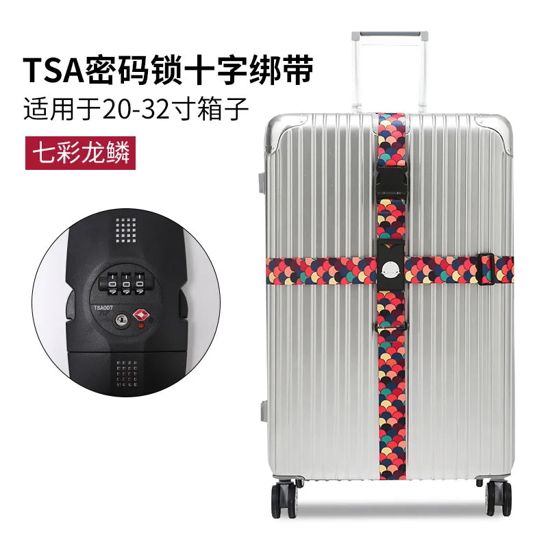 TSA Luggage Lock Password Luggage Straps Combination Lock Adjustable Packing Belts Binding Straps Travel Abroad Customs Locks