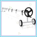 18 FT Adjustable Aluminum Pool Cover Reel with Hand Crank and Wheels for Inground Swimming Pools