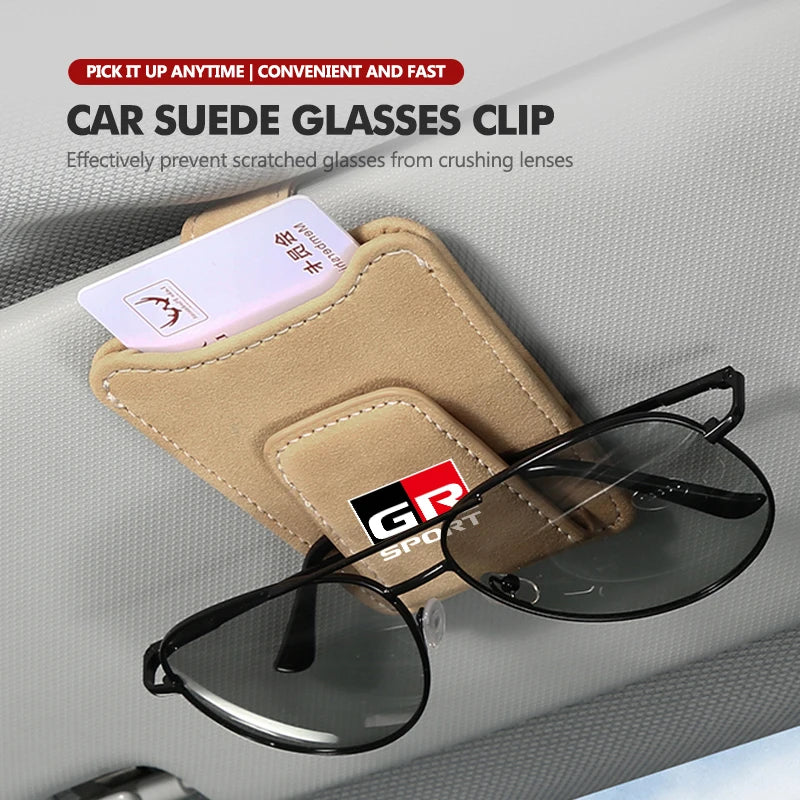 For Toyota Multifunction Car Glasses Clip Auto Suede Sunglasses Card Storage Clip C-HR CHR Logo 2016 2017 2018 2019 2021 2022