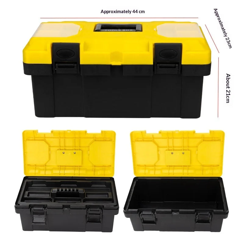 【S】Heavy Duty Thickened Plastic Tool Box With Clear Compartments And Secure Latch Perfect For Home Garage DIY Repair Work