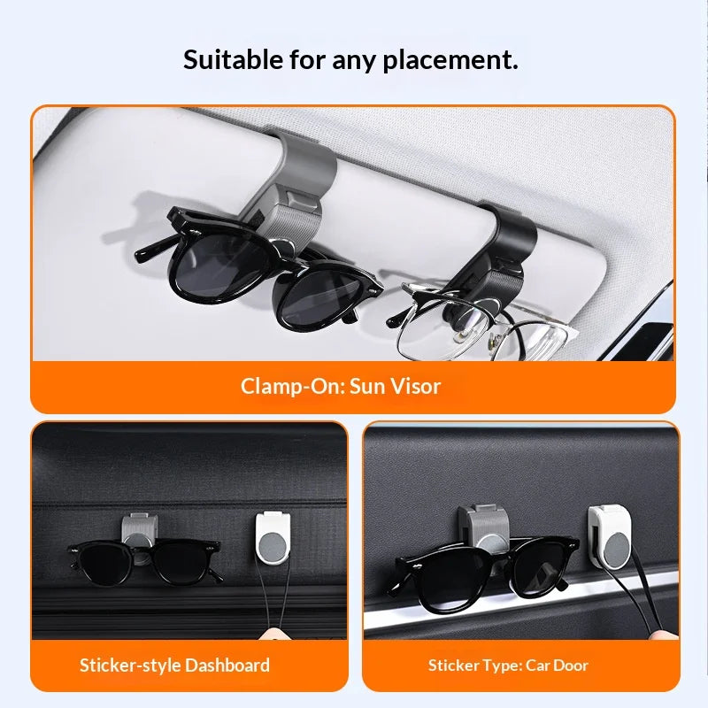 Multifunctional Car Sunglasse Clip Leather Sun Visor Organizer Auto Glasses Ticket Card Holder Universal Car Interior Accessorie