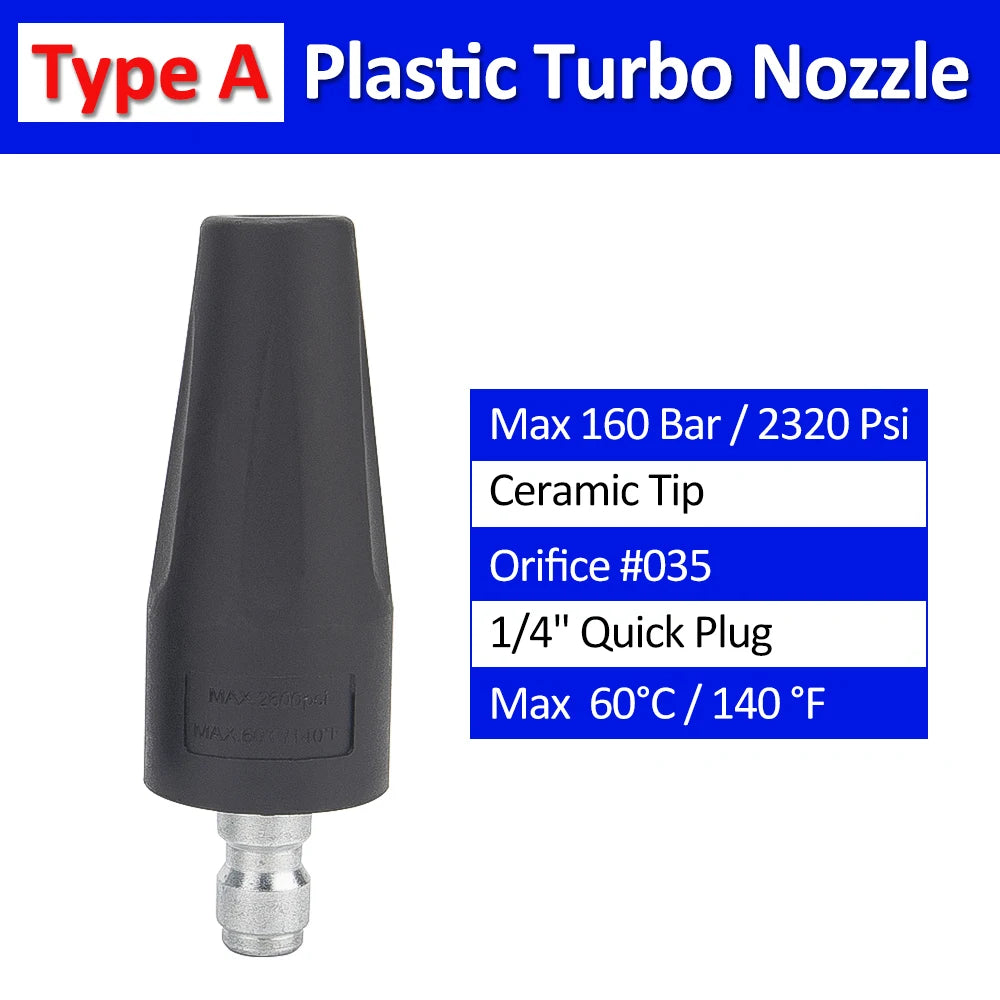 Rotating Dirt Blaster Turbo Nozzle with 1/4" Quick Release Plug Connector #035 for High Pressure Washers Car Washing Machine