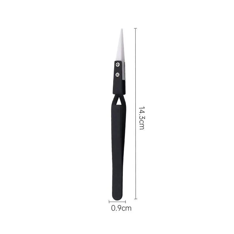 3PCS Ceramic Straight Tip Electronic Soldering Tweezers Anti-Static Reverse Acid Resistant Precision Chuck Ceramic Tweezers