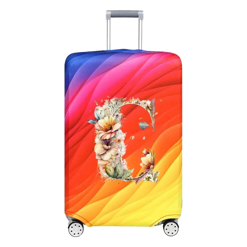 Luggage Cover Stretch Fabric Suitcase Protector Baggage Case for18-32 Inch Suitcase Case Floral Letter Series Travel Organizer