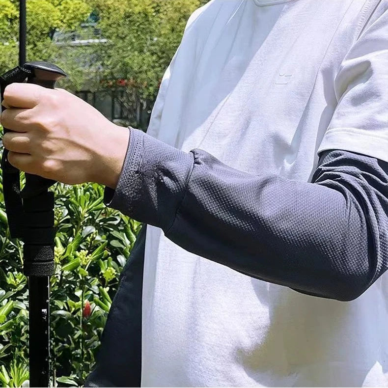 Summer UV-Protective Ice Silk Arm Sleeves for Men | Loose & Absorbent, Perfect for Riding, Running, Driving