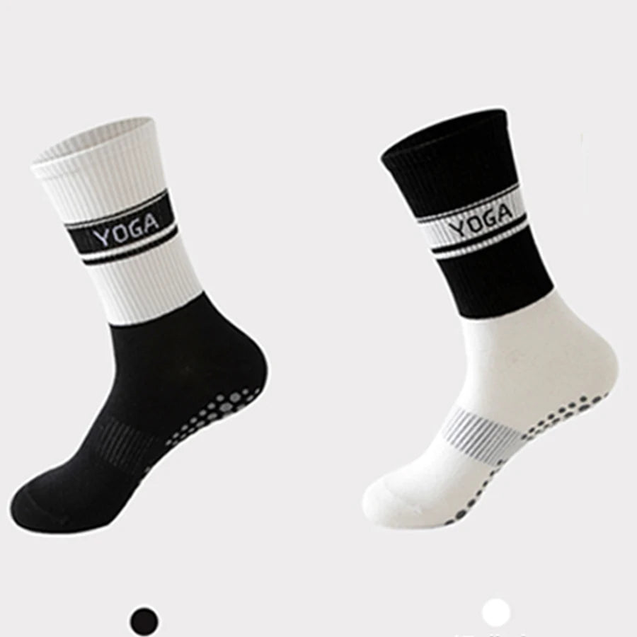 2 Pairs Professional Yoga Socks,  Cotton Strapping Silicone Anti-Slip Pilates Fitness Dance Floor Socks