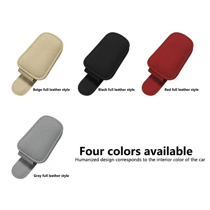 Universal Car Sunglasses Clip Suitable for Car Sunshades Magnetic Leather Sunglasses Clip Ticket Clip Sun Visor Car Accessories