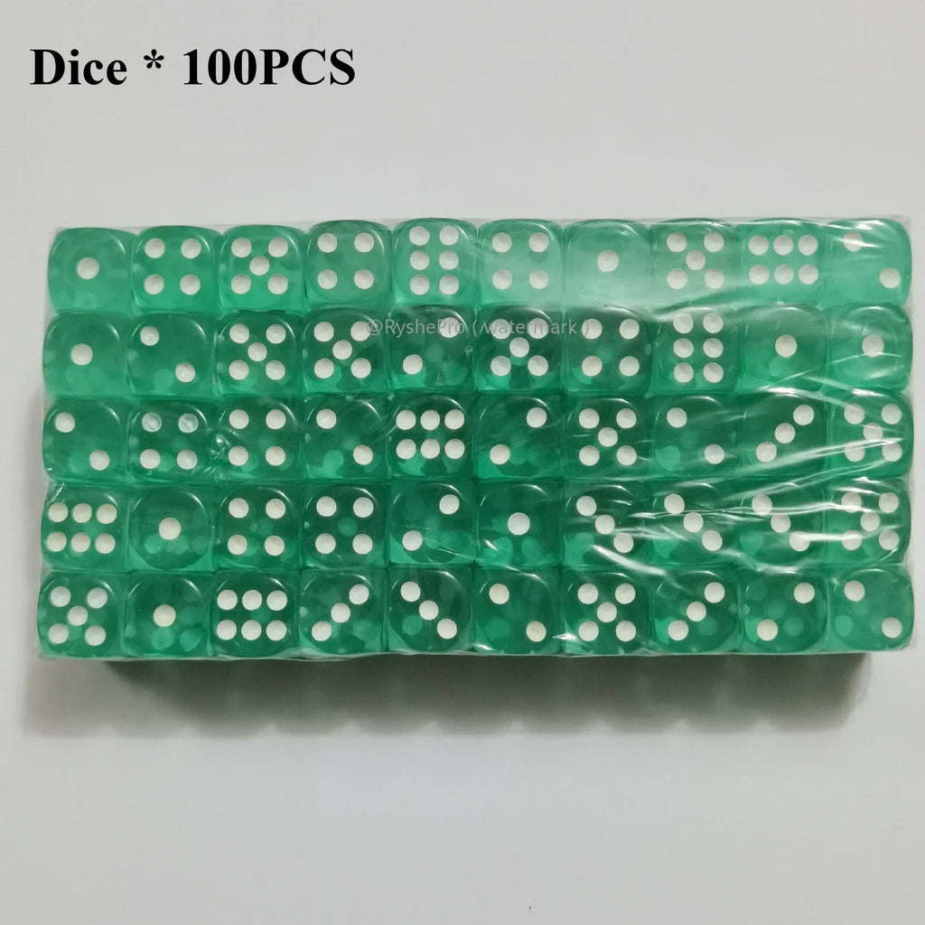 100 Pieces Colored Dices 14mm 6 Sided with Acrylic Material Standard Game Dice Set for Board Games Parties Classroom Math Dice