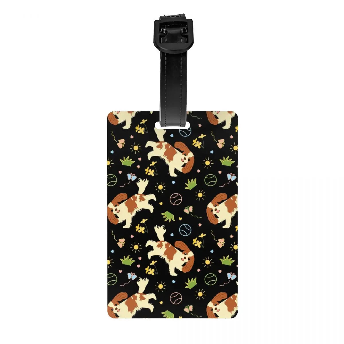 Custom Cavalier King Charles Spaniel Pet Portraits Art Luggage Tag Dog Suitcase Baggage Privacy Cover ID Label