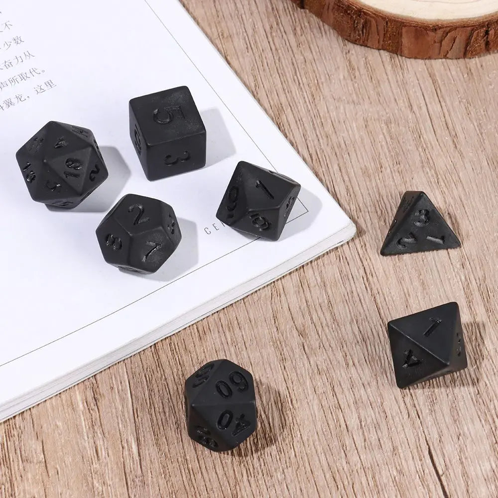 7Pcs/Set Polyhedral Black Dice Set Game Dice For TRPG DND Accessories Polyhedral Dice For Card Games Board Card Game Math Games