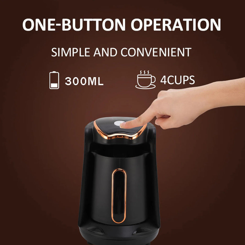 Turkish Coffee Maker 600W 4 Cups Anti Overflow Anti Dry Burning Portable Turkish Coffee Machine for Home Automatic Coffee Maker