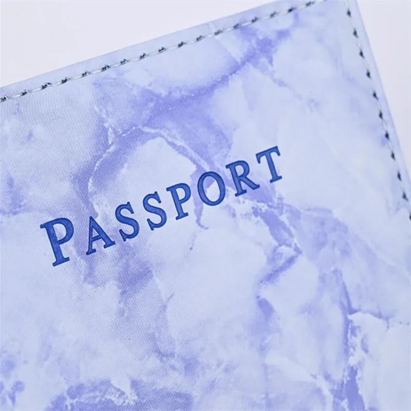 Fashion Women Men Passport Cover Pu Leather Marble Style Travel ID Credit Card Passport Holder Packet Wallet Purse Bags Pouch