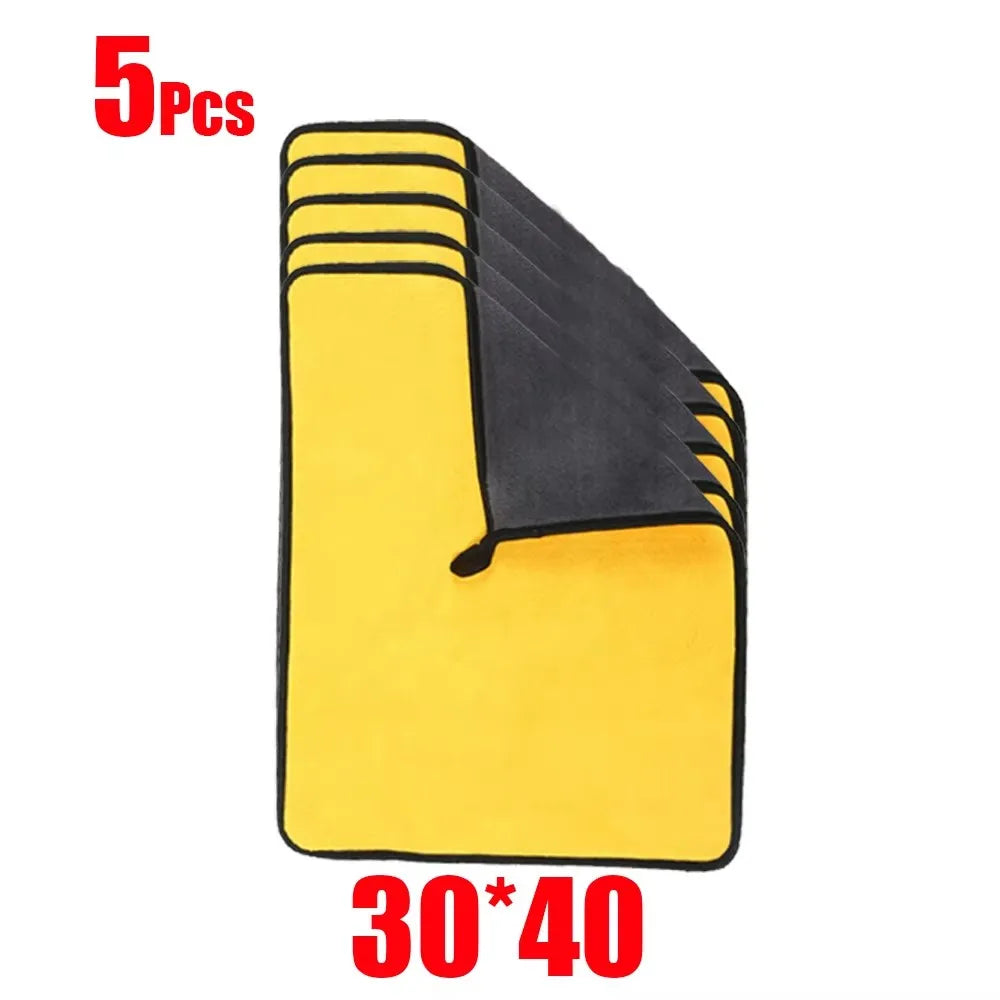 1/5/10/20pcs Microfiber Cleaning Towel Thicken Soft Drying Cloth Car Body Washing Towels Double Layer Clean Rags 30/40/60cm
