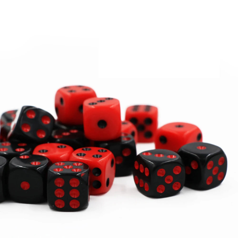 6pcs/pack New Acrylic Dice 16mm Red Black Round Corner High Quality Boutique Game Dice