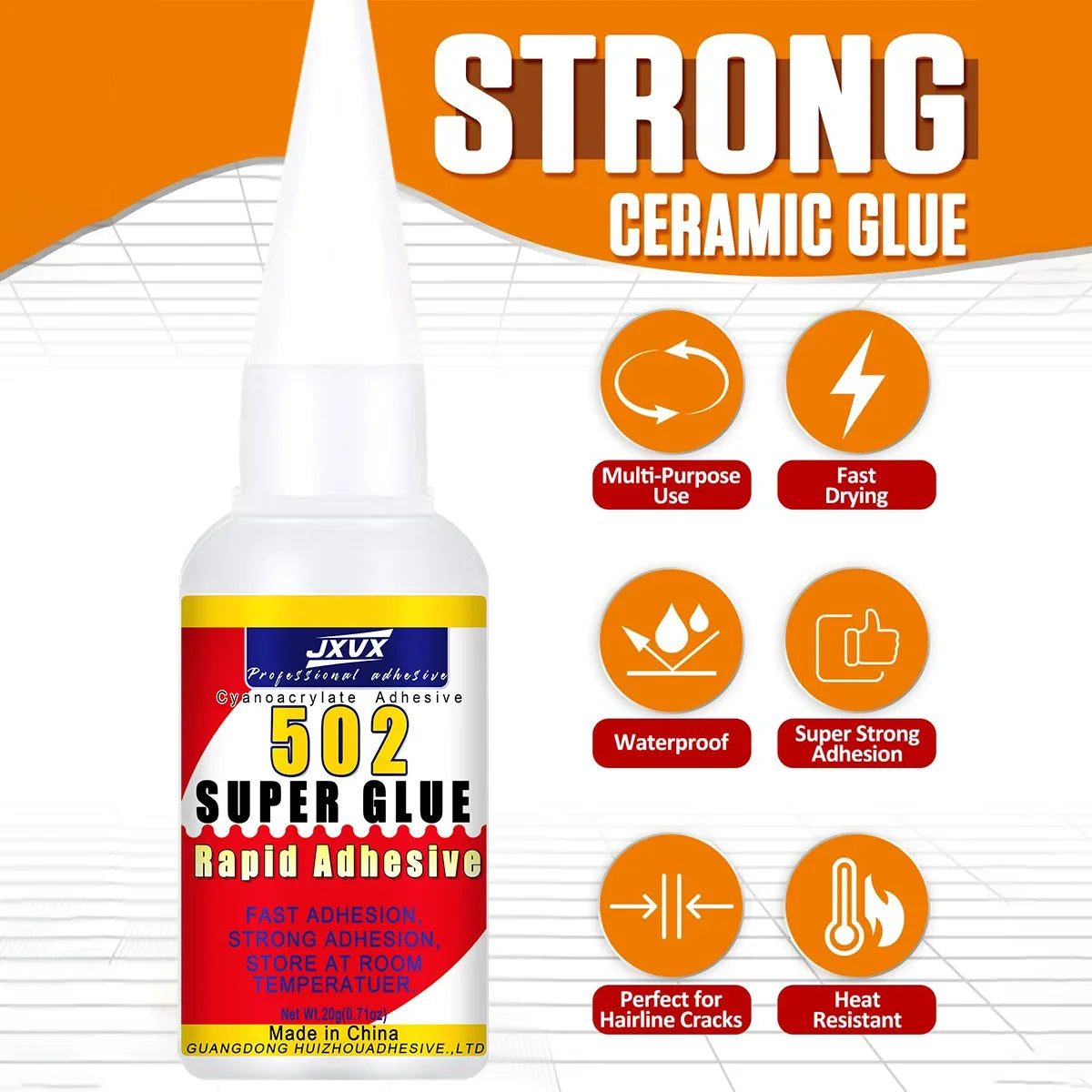 502 Liquid Super Glue for Metal, 20g Clear Instant Thick CA Glue for Stainless Steel Aluminum DIY Crafts and Repairs, Fast Drying High Strength All Purpose Permanent Professional Cyanoacrylate Adhesives.
