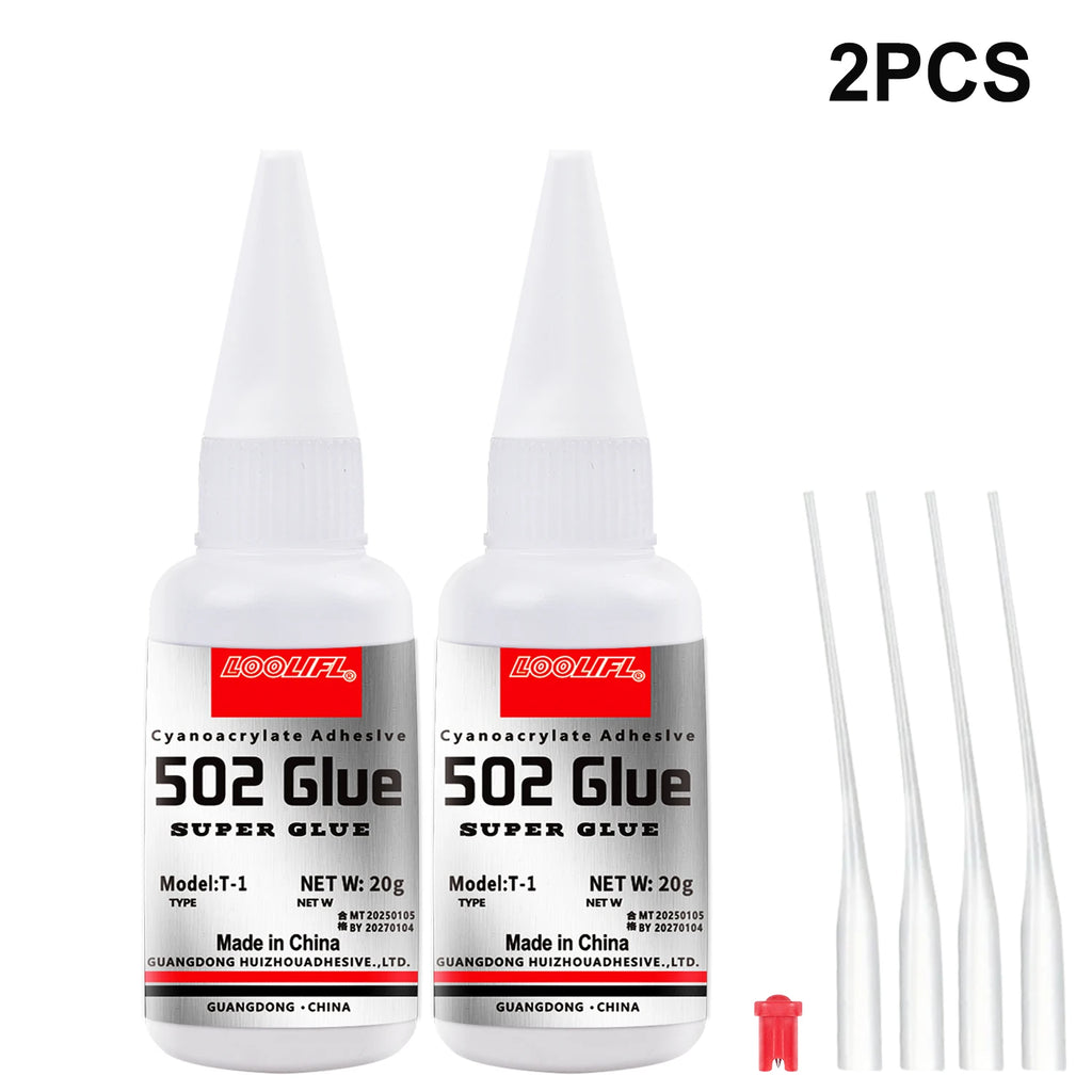 LOOLIFL 20g502 Super Glue Cyanoacrylate Adhesive Strong Bond Multi-Purpose for Shoes Ceramics Metal Plastic Toy Repair DIY Craft