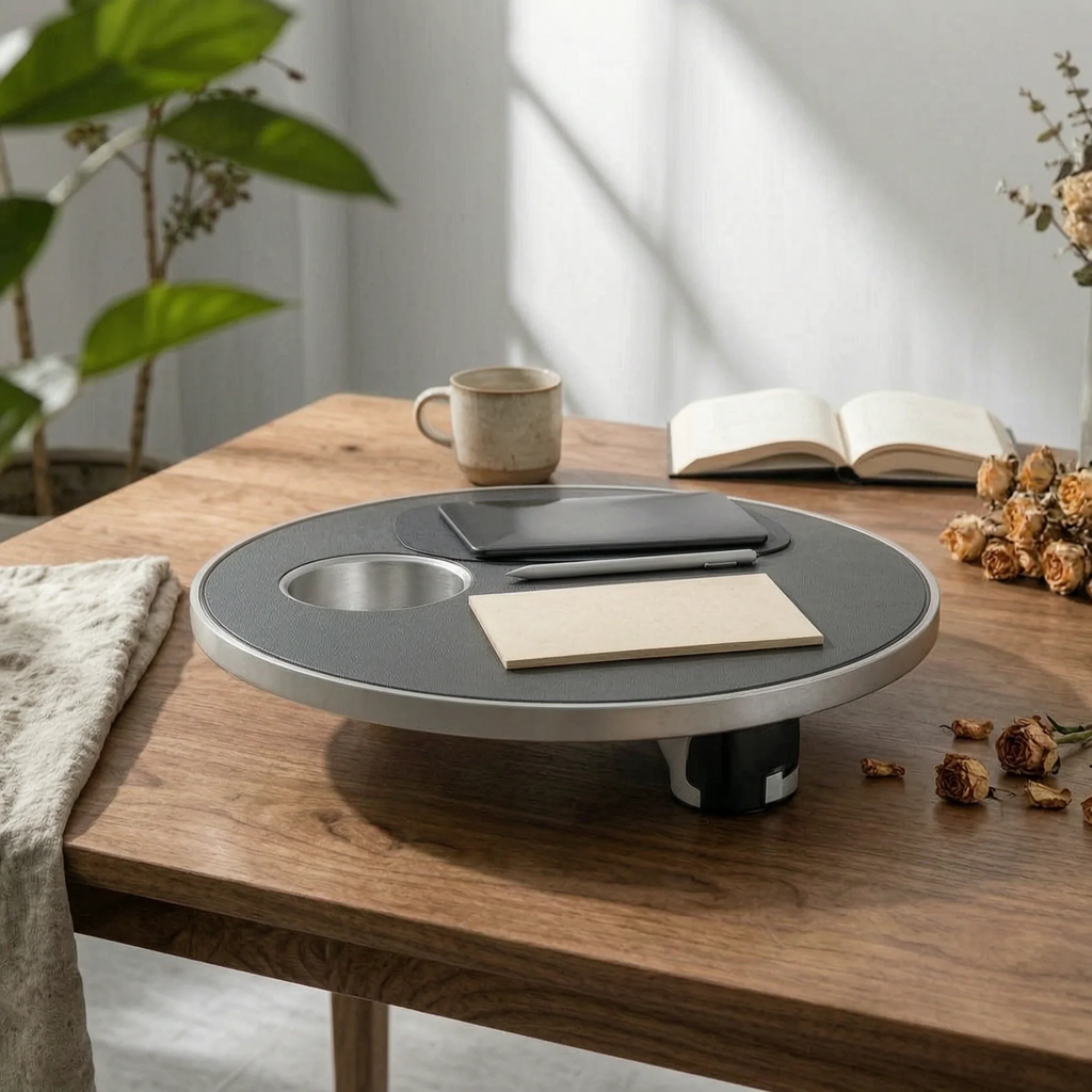 Front Seat Table 360-Degree Rotation Car Dining Tray Rotating Car Tray Multi-Functional Stable Support for Drivers, Road Journey