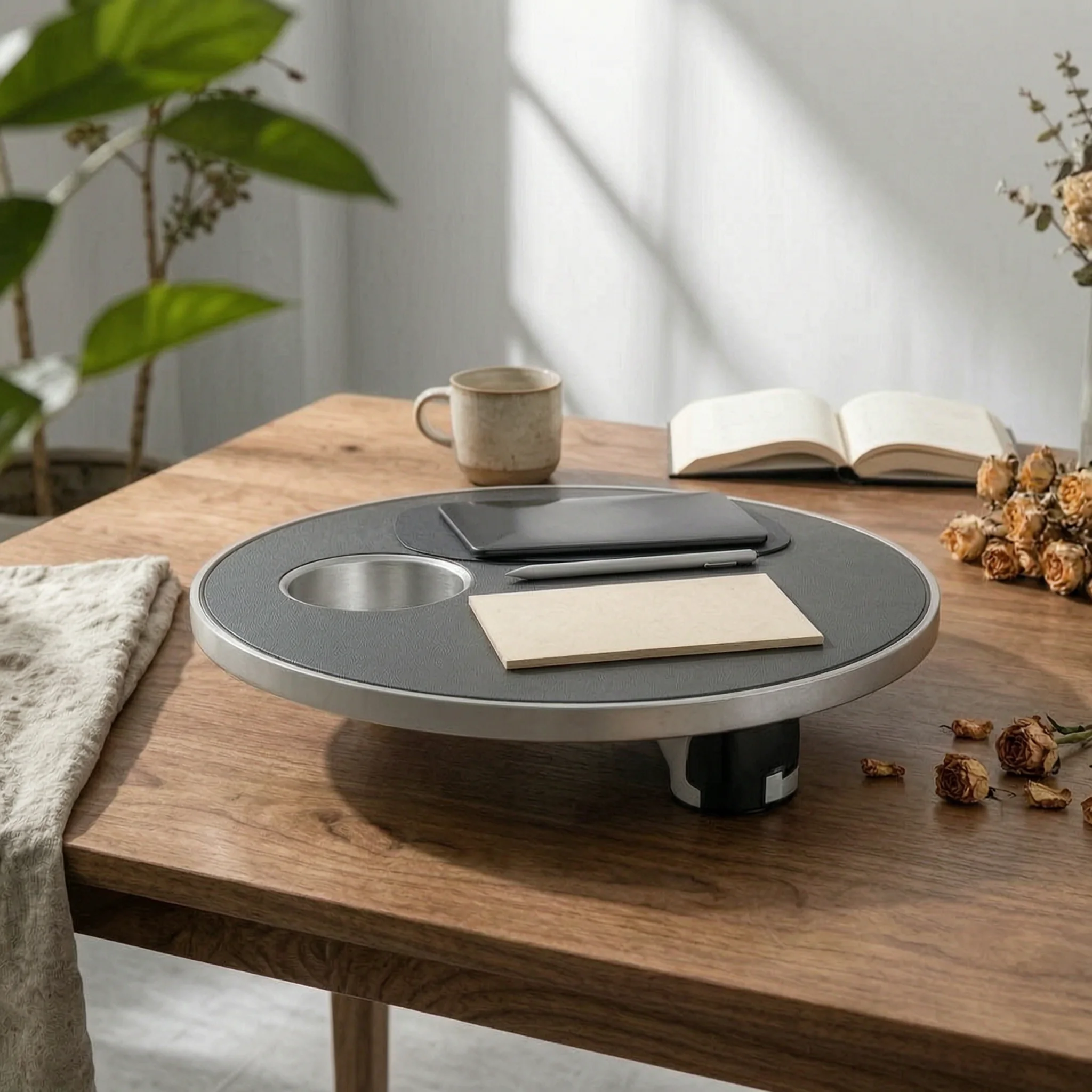 Front Seat Table 360-Degree Rotation Car Dining Tray Rotating Car Tray Multi-Functional Stable Support for Drivers, Road Journey
