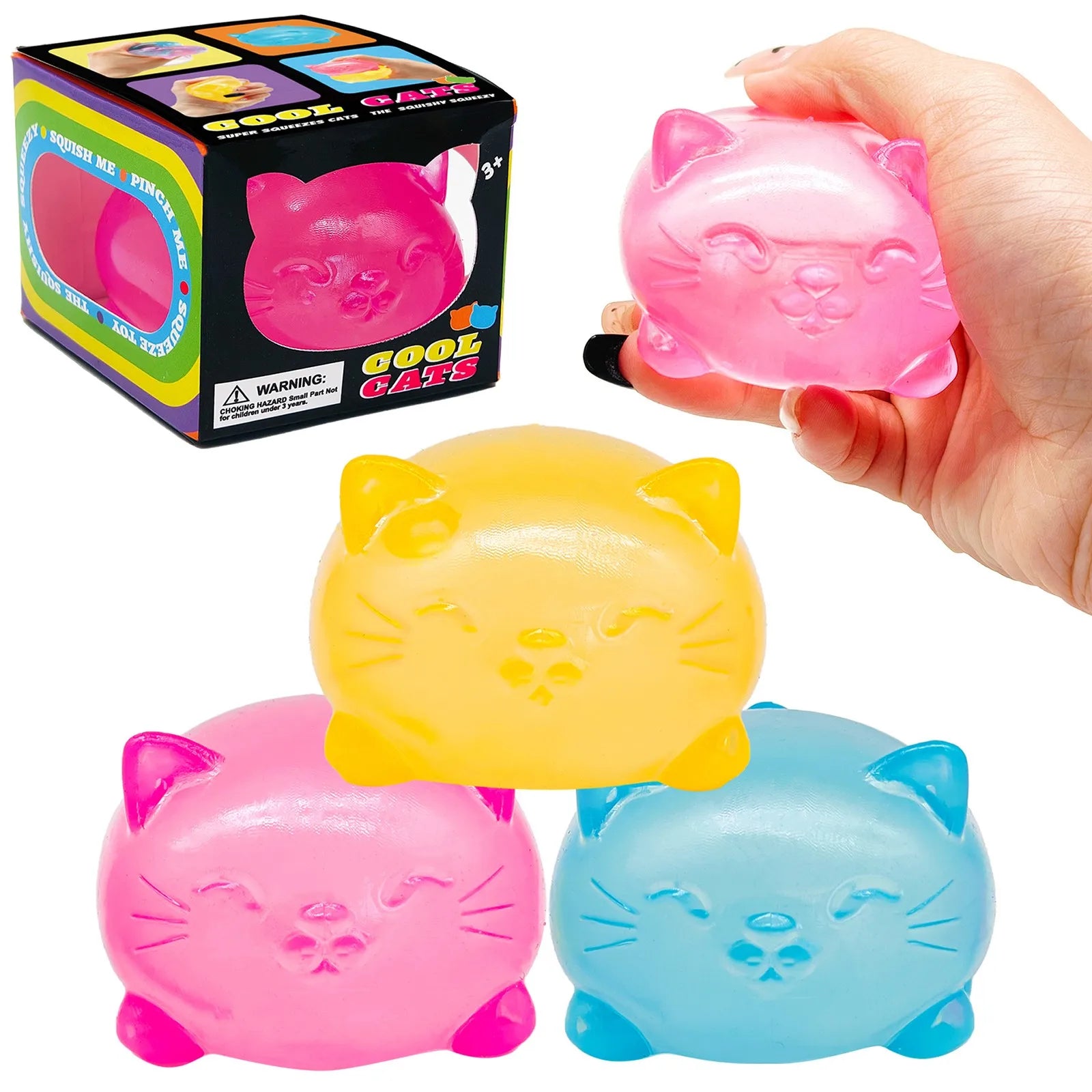 NeeDoh Cool Cats Squishy Cat Stress Toy Glitter Translucent Fidget Toy for Anxiety Relief