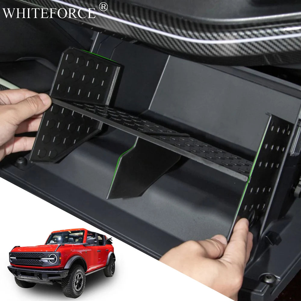 For Ford Bronco 2021-2024 Glove Box Organizer Passenger Side Storage Dividers Center Console Storage Tray Compartment Accessorie