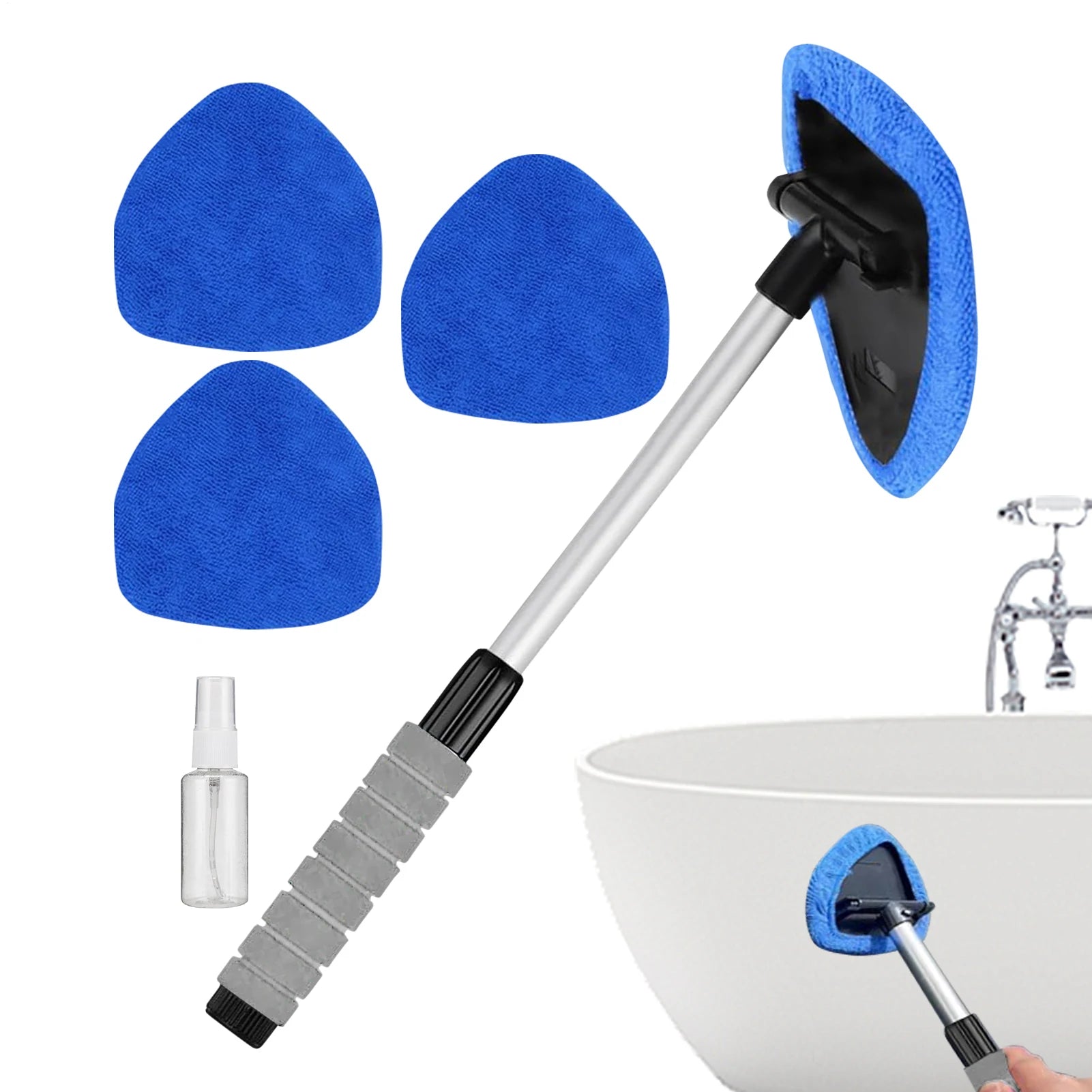 6pcs Car Window Cleaning Kit Windshield Cleaning Tool Glass Defogging Brush Retractable Handle Fiber Glass Defogger Mop
