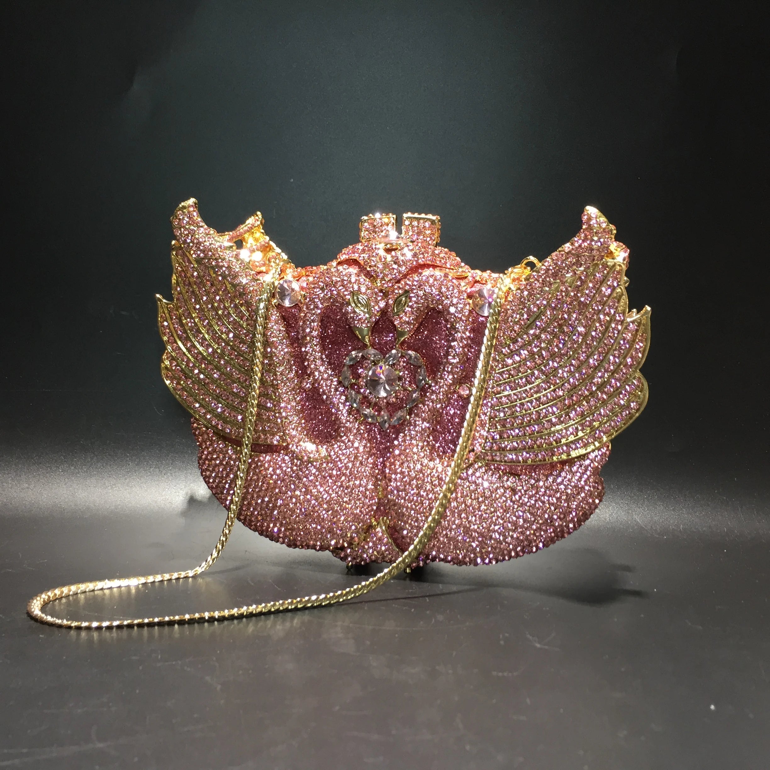 Chain New Product Hot Sale Ladies Purse Crystal Stone Evening Bags Swan Lady Purses Design Swan Clutch Bag