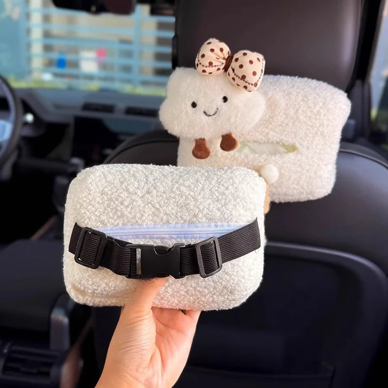Cute Cartoon Hat Cloud Car Tissue Box For Armrest Paper Holder Auto Hanging Napkin Bag for Back Seat Headrest Organizer Storage