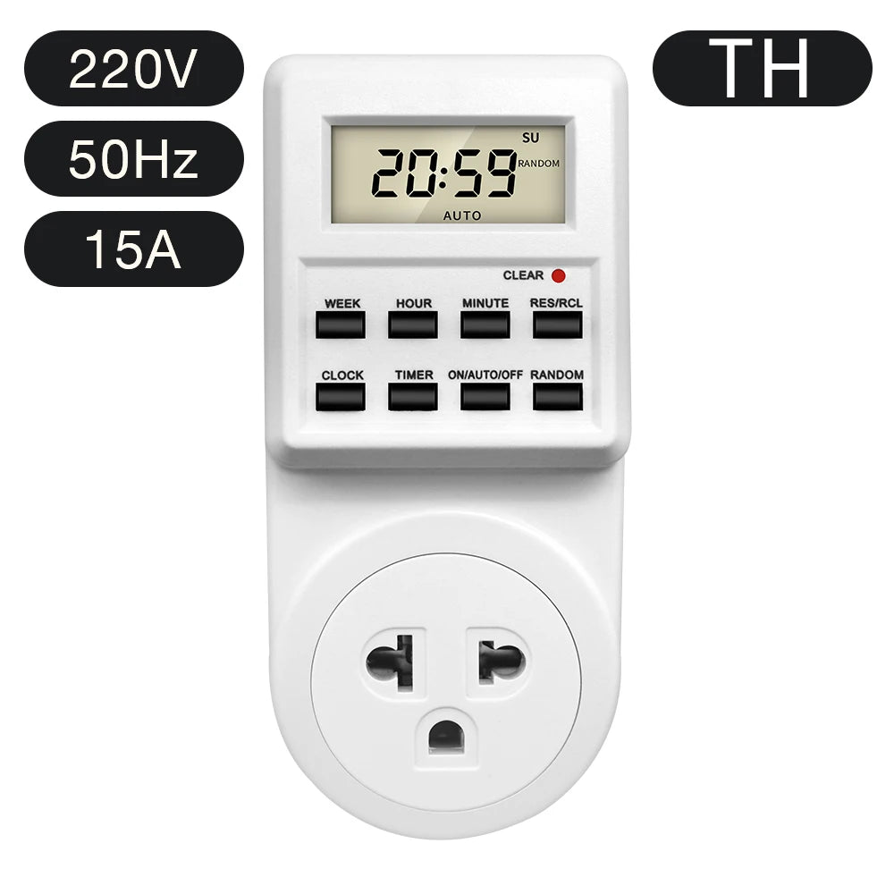 Digital Electronic Timer Switch Socket Kitchen Timer Outlet 24 Hour Programmable Timing Socket EU UK AU US BR FR IT TH Plug
