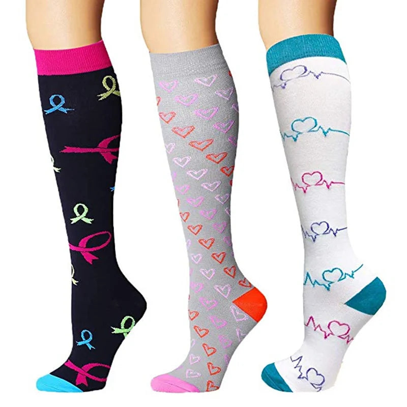 Unisex Compression Socks for Men and Women Medical Diabetes Varicose Veins Sports Socks for Running Cycling Travel Flight Yoga