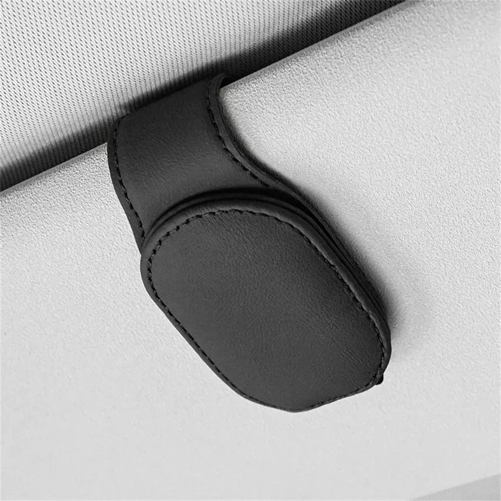 Magnetic Leather Eyeglass Clip Auto Sun Visor Glasses Storage Sunglasses Card Ticket Holder Stand Car Interior Accessories