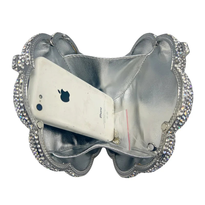 ClutchCross-border best-selling rose rhinestone bag, hollow metal crystal evening bag, foreign trade diamond-embellished clutch