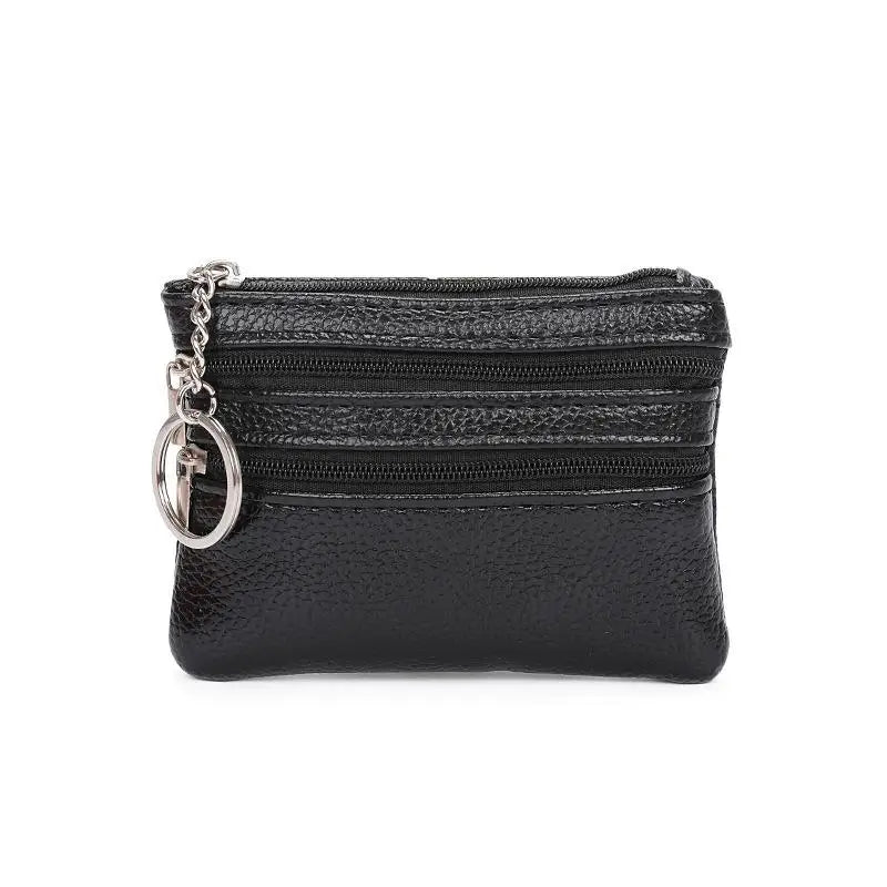 PU Leather Coin Purse Waterproof Anti-scratch Zipper Key Ring Credit Card Holder for Men Daily Use