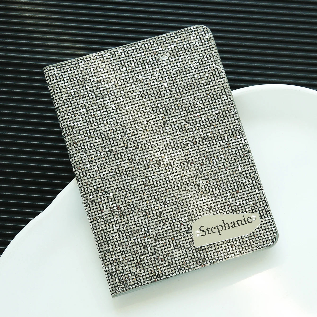 Personalized Name Passport Holder with Disco Ball Sequins Custom Unique Passport Holder with Shiny Mirror Name Tag Travel Gift