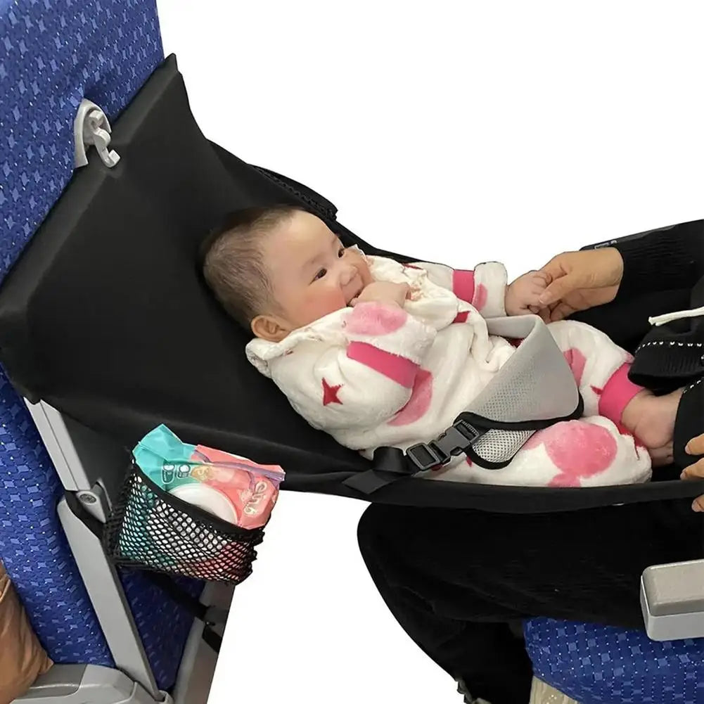 Kids Airplane Bed Polyester Toddler Airplane Seat Extender Portable Foldable Footrest Hammock Travel Essentials for Car Airplane