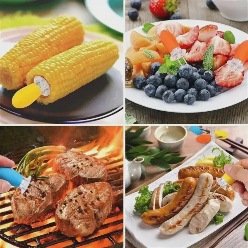 1Pair Corn Holder, Stainless Steel Corn Cob Holders Corn on The Cob Skewers, for Home Cooking BBQ Parties Camping