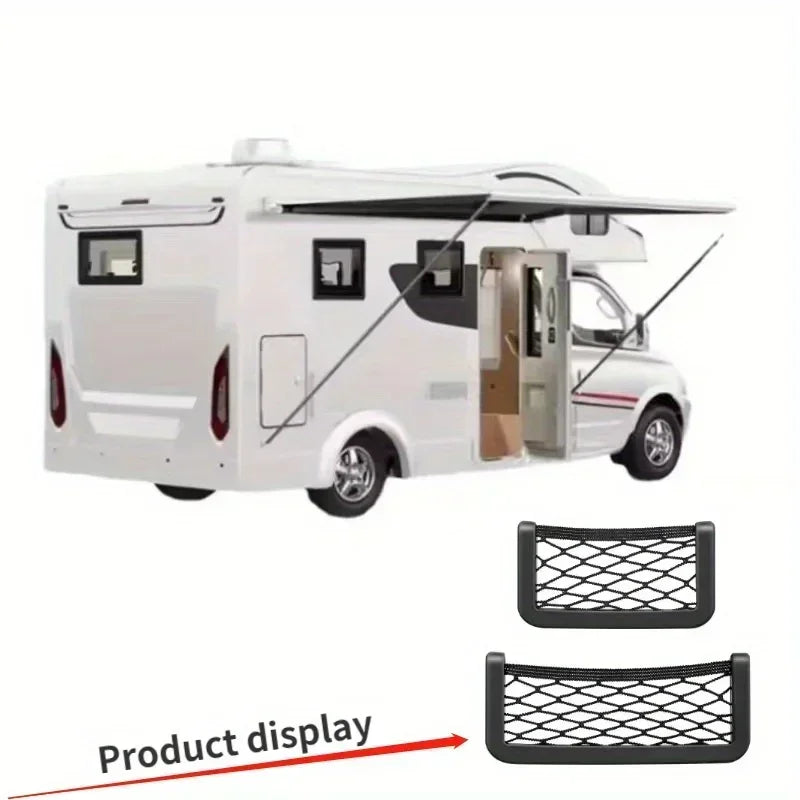 2-Piece RV Storage Mesh Pocket Car Adhesive Mesh Pocket Car Bracket 3.15 Inch * 15 8cm * 7.87 Inch Universal